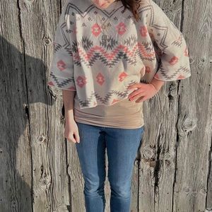 Geo print oversized sweater